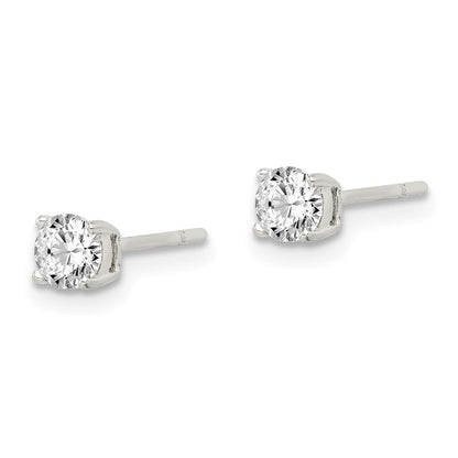 Sterlingsilber Poliert 4mm Rund Zirkonia Ohrstecker