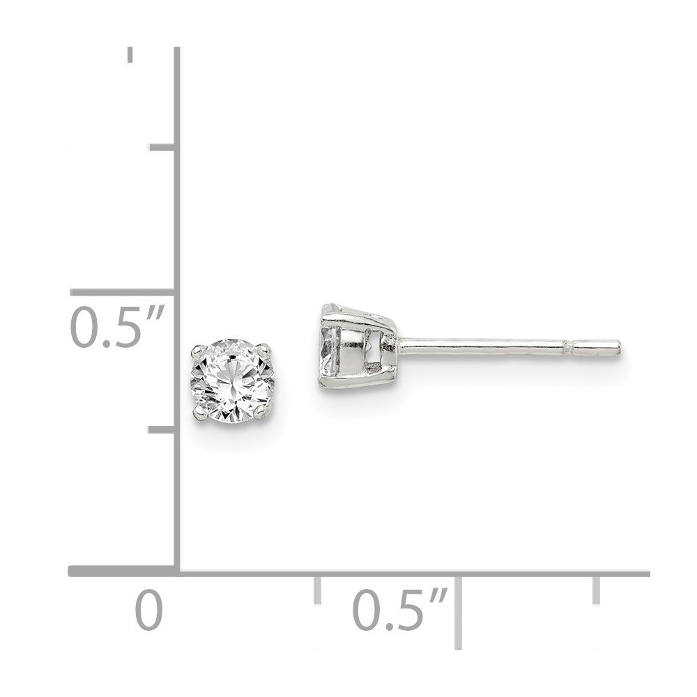 Sterlingsilber Poliert 4mm Rund Zirkonia Ohrstecker