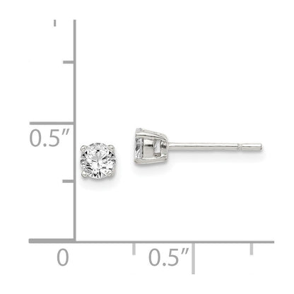 Sterlingsilber Poliert 4mm Rund Zirkonia Ohrstecker