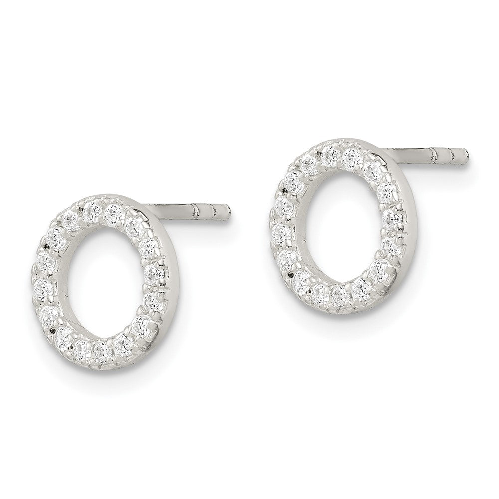 Sterlingsilber Poliert Zirkonia Kreis Ohrstecker