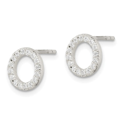 Sterlingsilber Poliert Zirkonia Kreis Ohrstecker