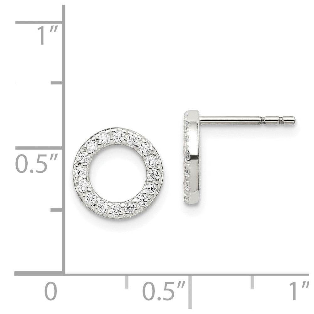 Sterlingsilber Poliert Zirkonia Kreis Ohrstecker