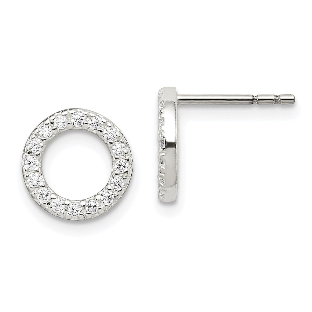 Sterlingsilber Poliert Zirkonia Kreis Ohrstecker
