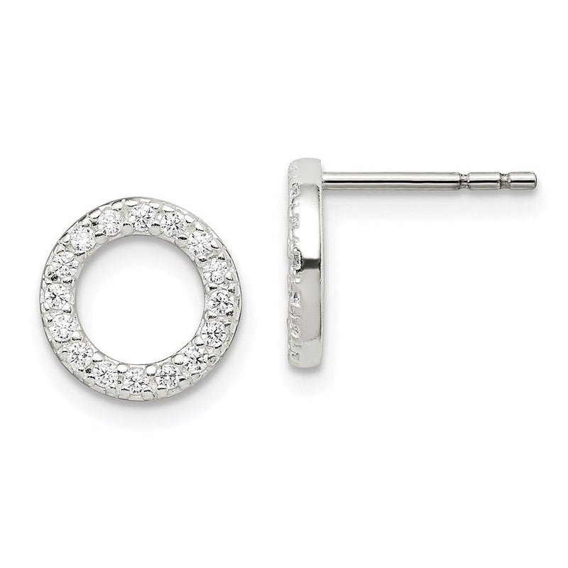 Sterlingsilber Poliert Zirkonia Kreis Ohrstecker