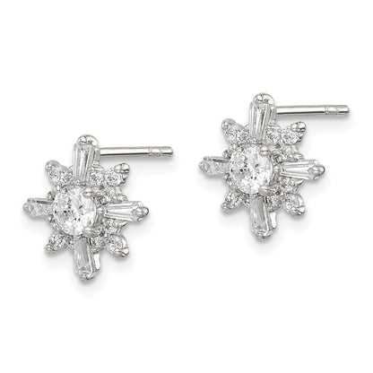 Sterlingsilber Poliert Zirkonia Schneeflocke Ohrstecker
