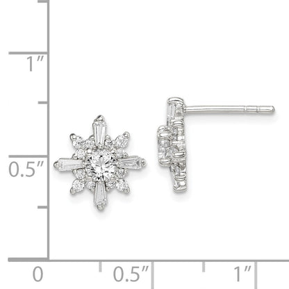 Sterlingsilber Poliert Zirkonia Schneeflocke Ohrstecker