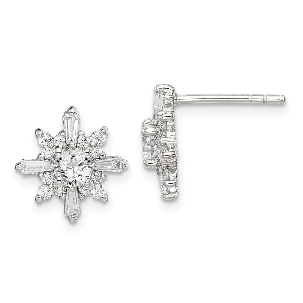 Sterlingsilber Poliert Zirkonia Schneeflocke Ohrstecker