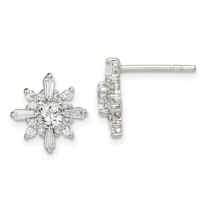 Sterlingsilber Poliert Zirkonia Schneeflocke Ohrstecker