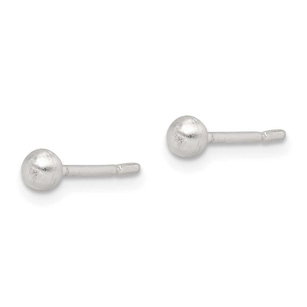 Sterlingsilber Gebürstet 3mm Kugel Ohrstecker