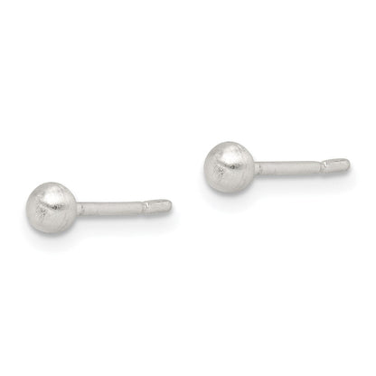 Sterlingsilber Gebürstet 3mm Kugel Ohrstecker