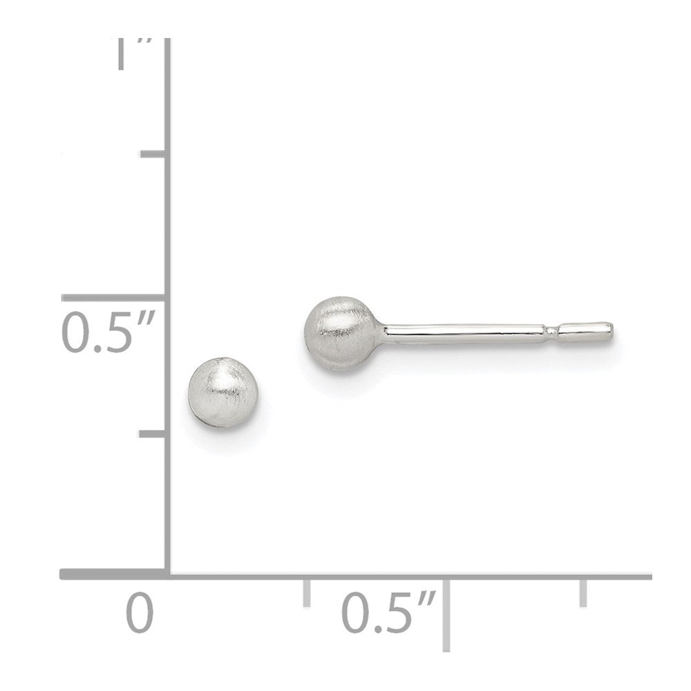 Sterlingsilber Gebürstet 3mm Kugel Ohrstecker
