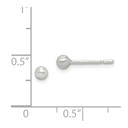 Sterlingsilber Gebürstet 3mm Kugel Ohrstecker