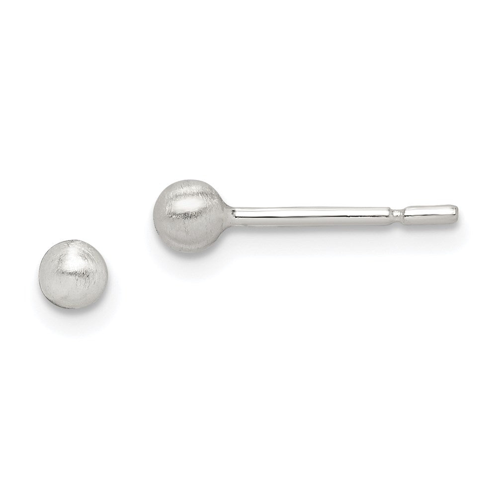 Sterlingsilber Gebürstet 3mm Kugel Ohrstecker
