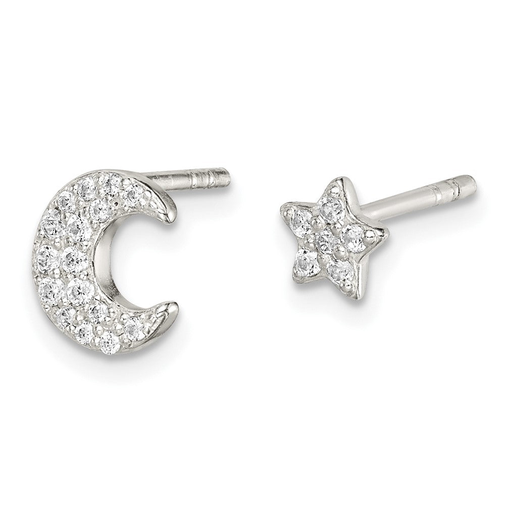 Sterlingsilber Zirkonia Mond und Stern Ohrringe