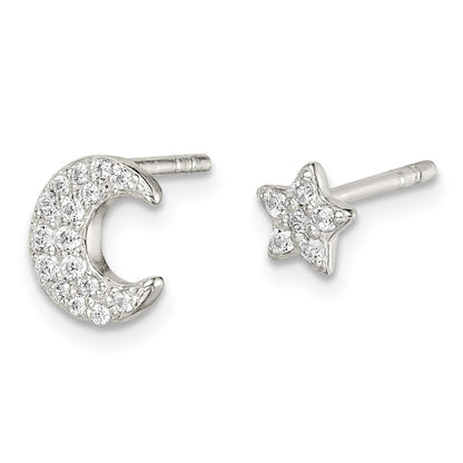Sterlingsilber Zirkonia Mond und Stern Ohrringe