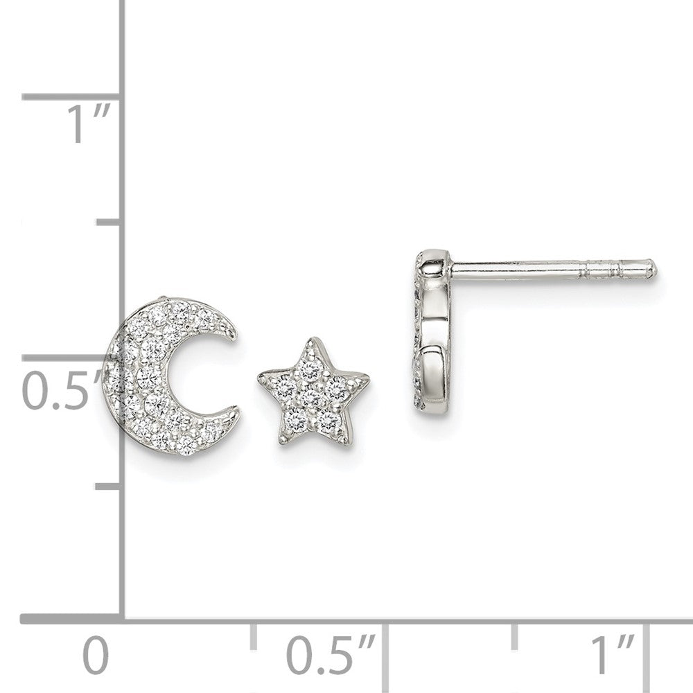 Sterlingsilber Zirkonia Mond und Stern Ohrringe