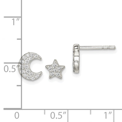 Sterlingsilber Zirkonia Mond und Stern Ohrringe