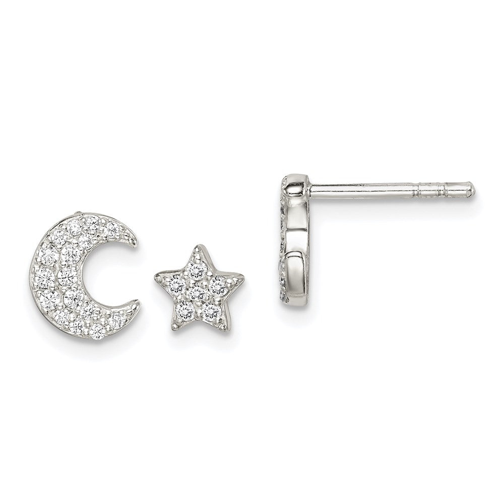 Sterlingsilber Zirkonia Mond und Stern Ohrringe