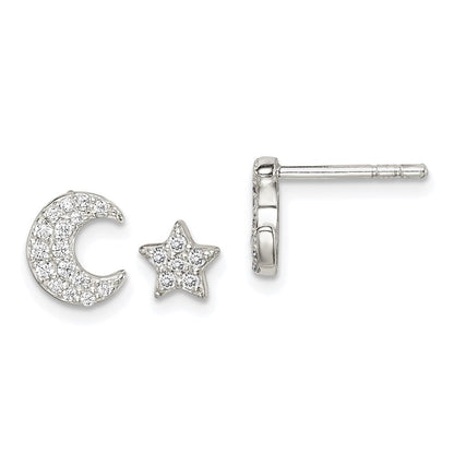 Sterlingsilber Zirkonia Mond und Stern Ohrringe