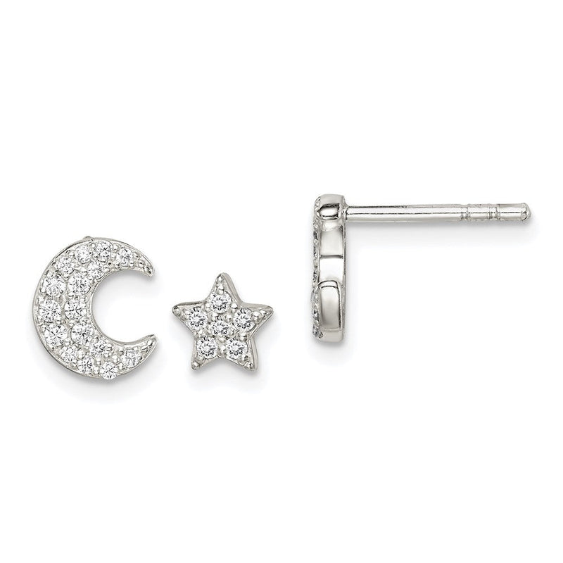 Sterlingsilber Zirkonia Mond und Stern Ohrringe