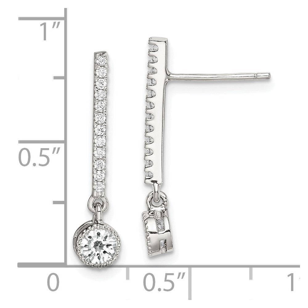 Sterlingsilber Rhodiniert Poliert Zirkonia Stab Stecker Ohrhänger