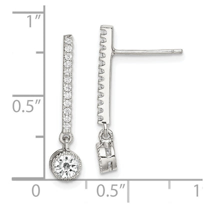 Sterlingsilber Rhodiniert Poliert Zirkonia Stab Stecker Ohrhänger