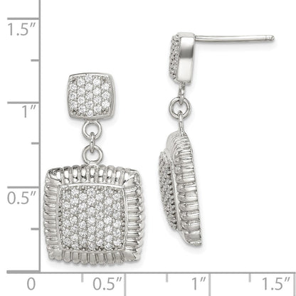 Sterlingsilber Zirkonia Quadratisch Ohrhänger