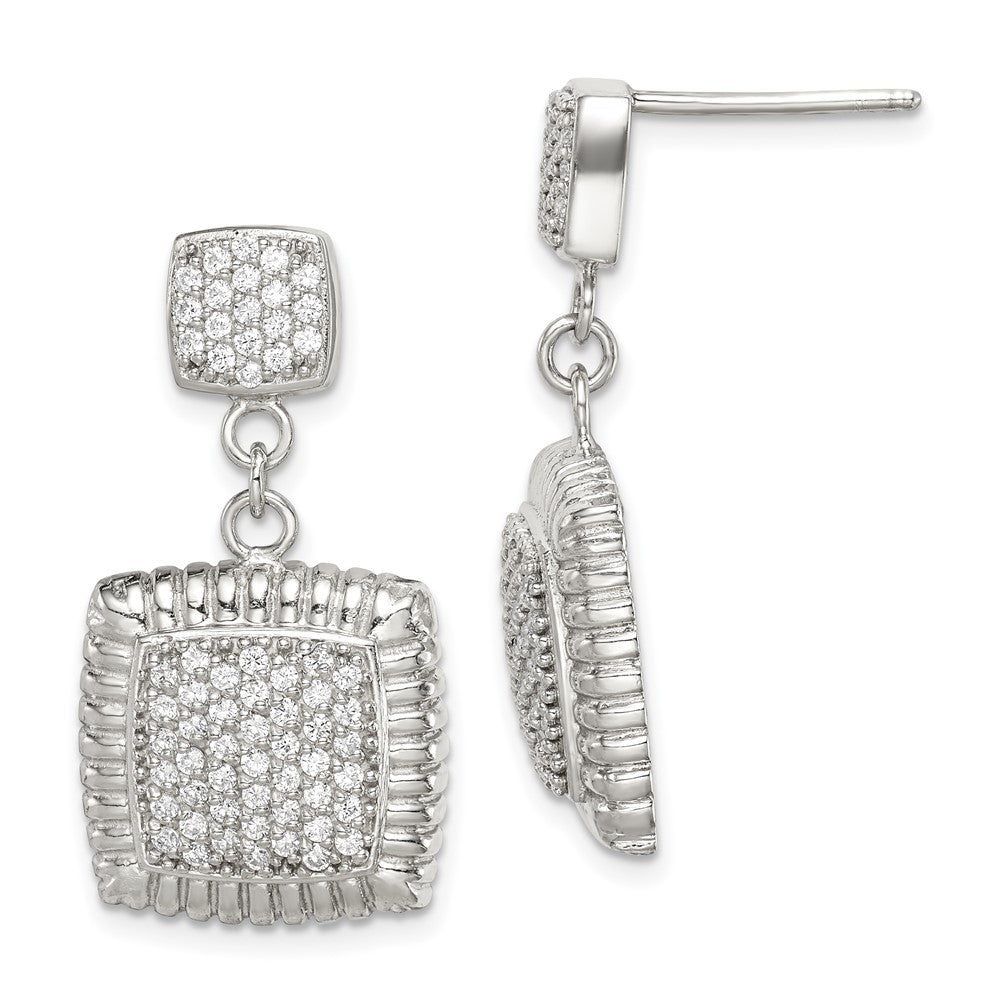 Sterlingsilber Zirkonia Quadratisch Ohrhänger