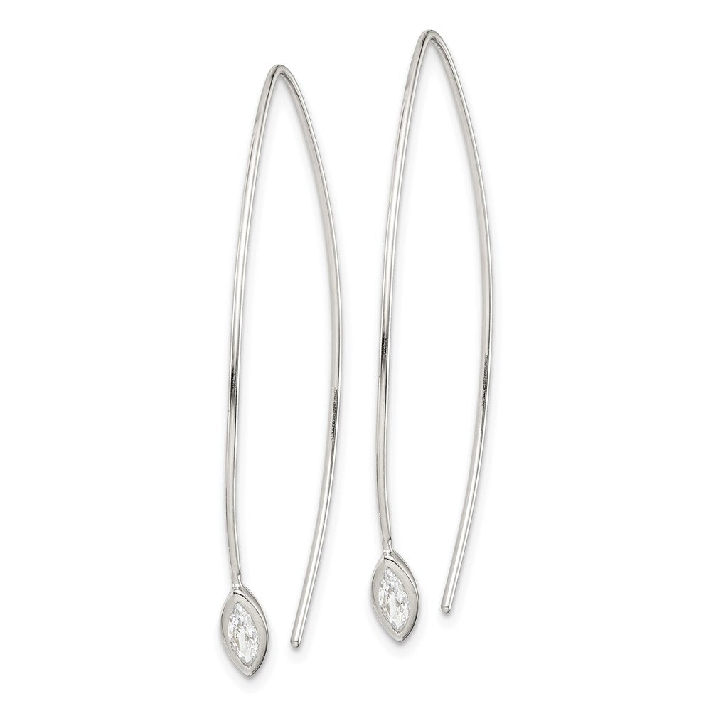Sterlingsilber Oval Zirkonia Durchzieher-Ohrringe