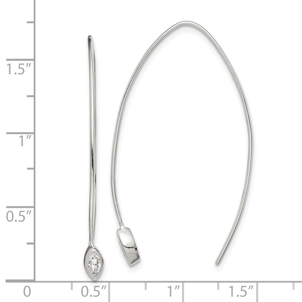 Sterlingsilber Oval Zirkonia Durchzieher-Ohrringe