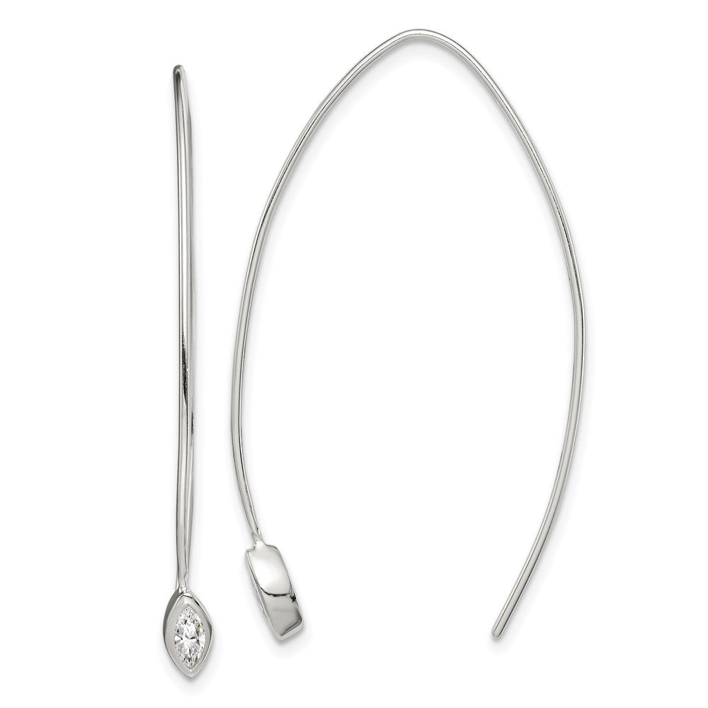 Sterlingsilber Oval Zirkonia Durchzieher-Ohrringe