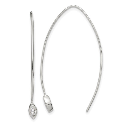Sterlingsilber Oval Zirkonia Durchzieher-Ohrringe