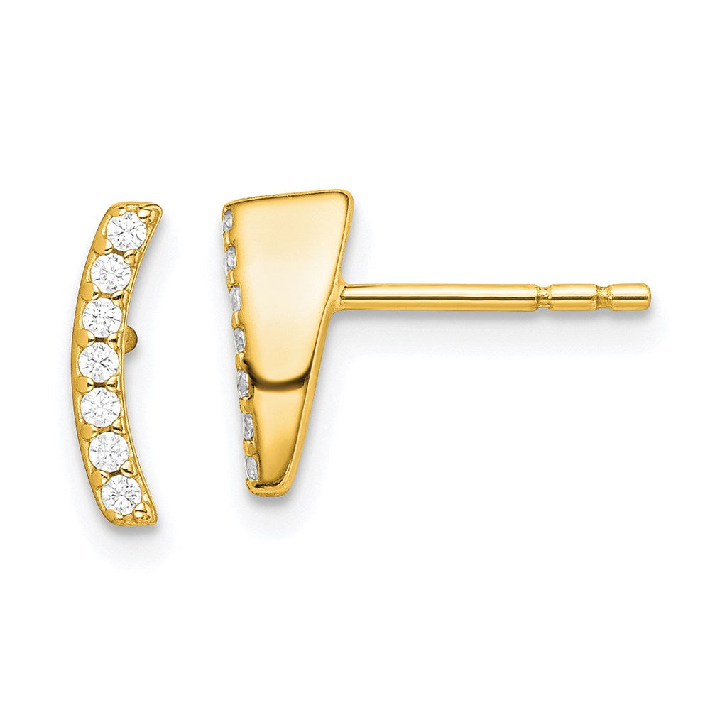 Sterlingsilber Goldfarben Poliert Zirkonia Gebogen Wedge Ohrstecker