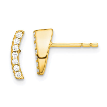 Sterlingsilber Goldfarben Poliert Zirkonia Gebogen Wedge Ohrstecker