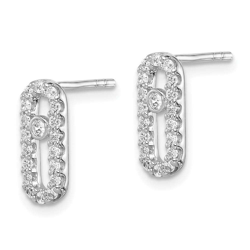 Sterlingsilber Rhodiniert Poliert Zirkonia Glieder Ohrstecker
