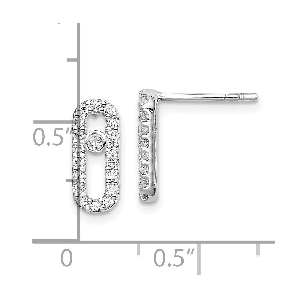 Sterlingsilber Rhodiniert Poliert Zirkonia Glieder Ohrstecker
