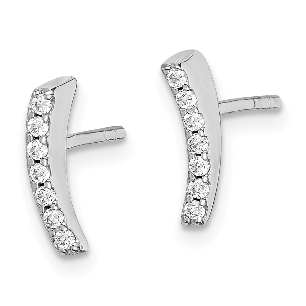 Sterlingsilber Rhodiniert Poliert Zirkonia Gebogen Wedge Ohrstecker