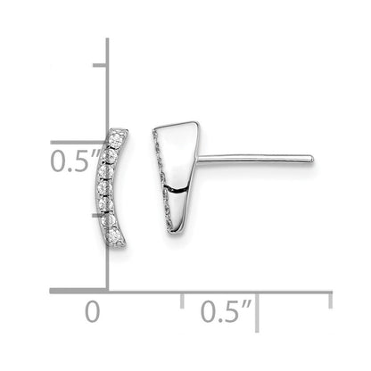 Sterlingsilber Rhodiniert Poliert Zirkonia Gebogen Wedge Ohrstecker