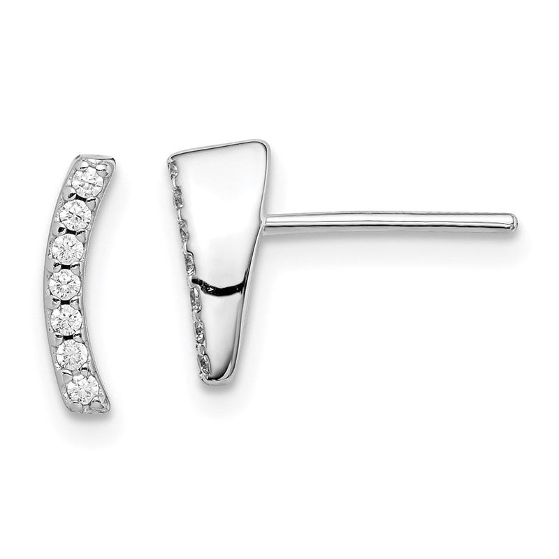 Sterlingsilber Rhodiniert Poliert Zirkonia Gebogen Wedge Ohrstecker