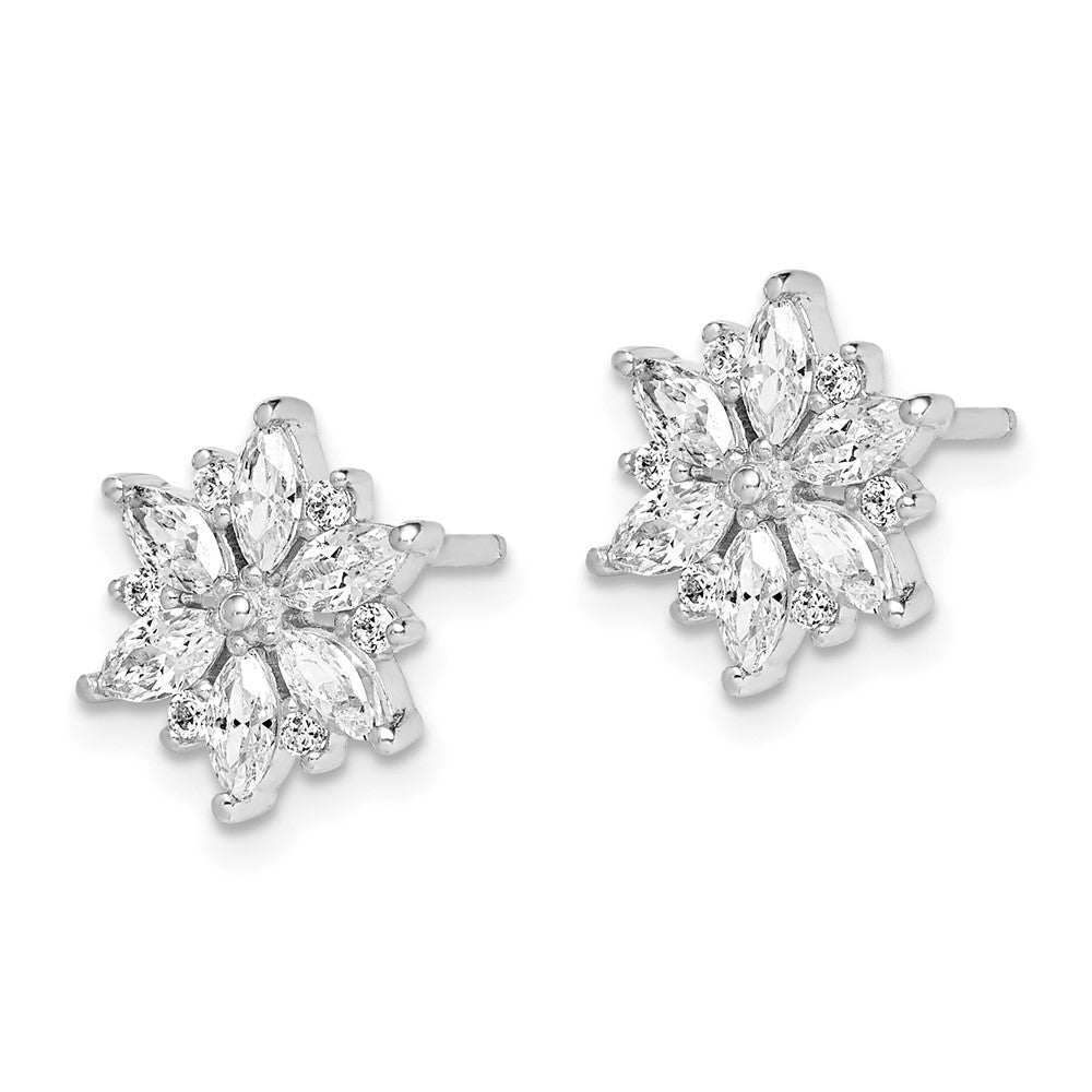 Sterlingsilber Rhodiniert Poliert Zirkonia Schneeflocke Ohrstecker