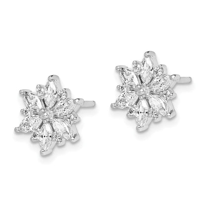 Sterlingsilber Rhodiniert Poliert Zirkonia Schneeflocke Ohrstecker