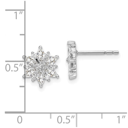Sterlingsilber Rhodiniert Poliert Zirkonia Schneeflocke Ohrstecker