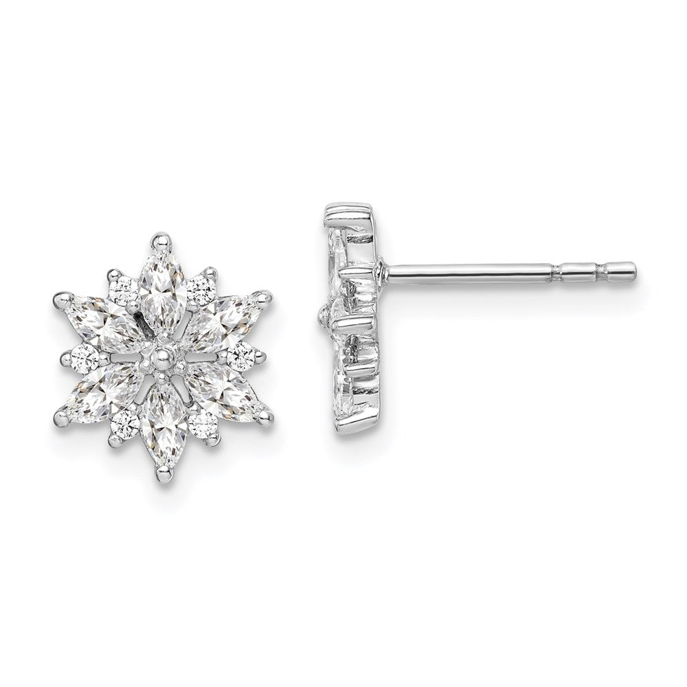 Sterlingsilber Rhodiniert Poliert Zirkonia Schneeflocke Ohrstecker