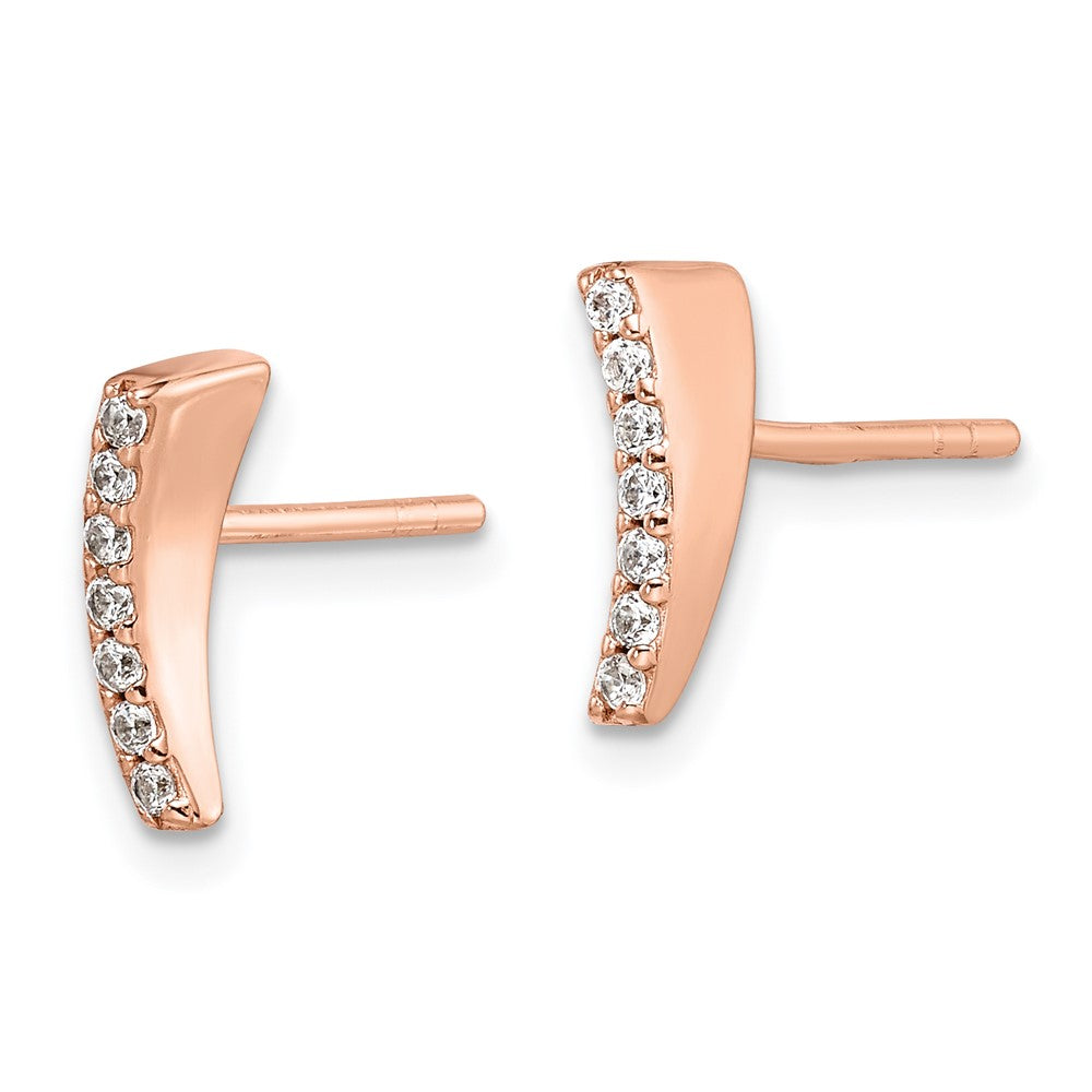 Sterlingsilber Roséfarben Poliert Zirkonia Gebogen Wedge Ohrstecker