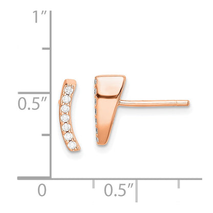 Sterlingsilber Roséfarben Poliert Zirkonia Gebogen Wedge Ohrstecker