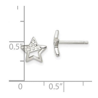 Sterlingsilber Gehämmert Stern Ohrstecker