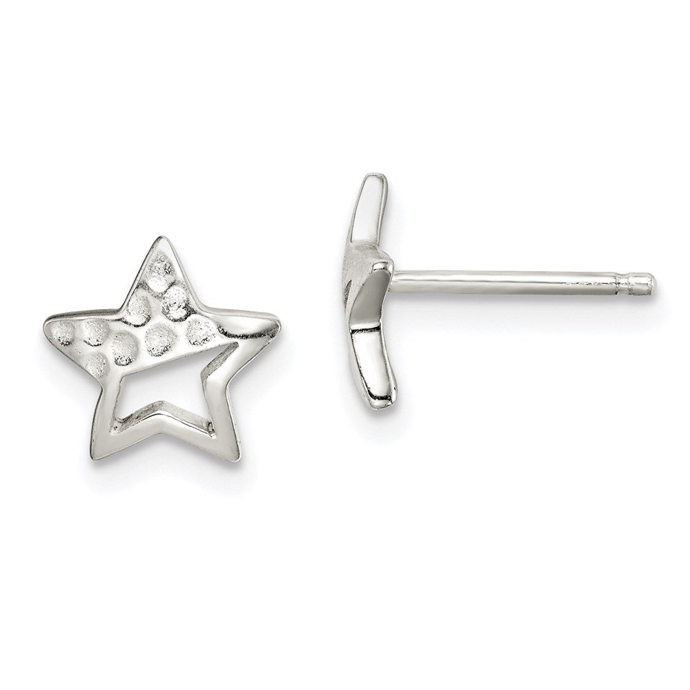 Sterlingsilber Gehämmert Stern Ohrstecker