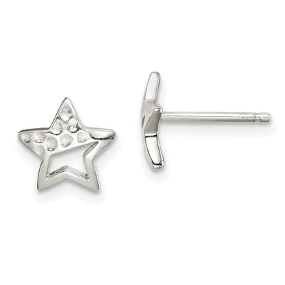 Sterlingsilber Gehämmert Stern Ohrstecker