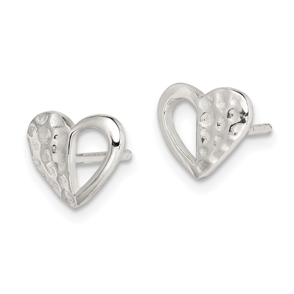 Sterlingsilber Gehämmert Herz Ohrstecker