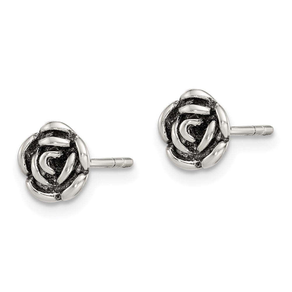 Sterlingsilber Oxidiert Blume Ohrstecker